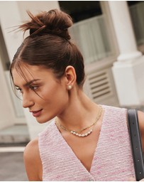 Ania Haie - Gold Bezel Station Paper Clip Chain Necklace