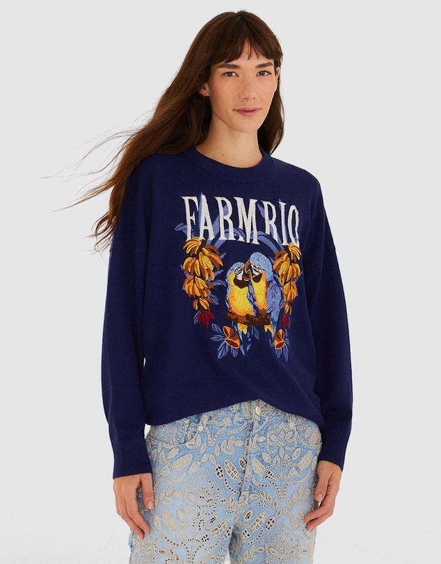 Farm Rio - Love Birds Embroidery Sweater