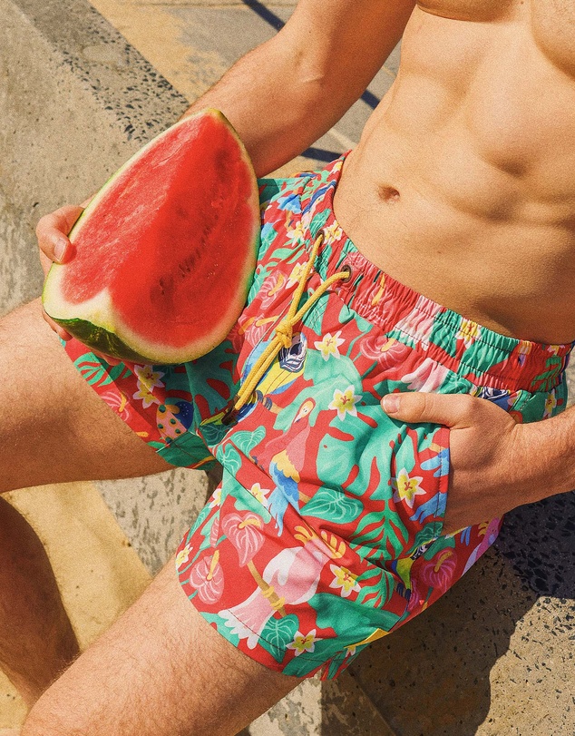 Skwosh - Bird Sanctuary Men's Eco Swim Shorts in Red