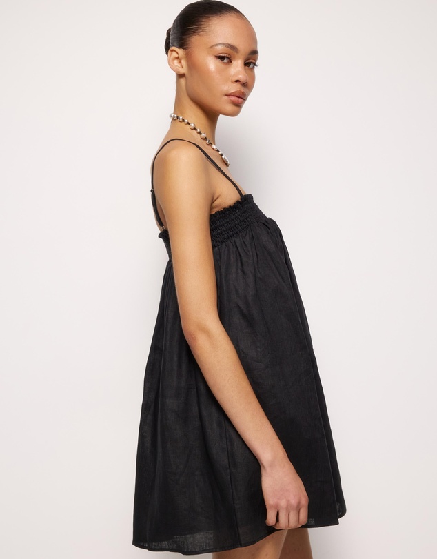 AERE - Amba Shirred Linen Mini Dress