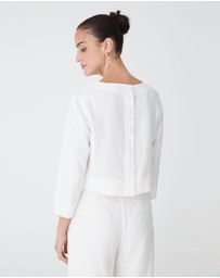 Forcast - Emma Button Back Linen Top