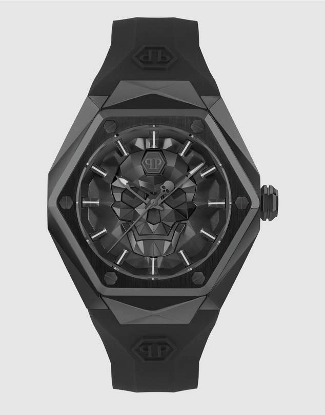 Philipp Plein - $kull Spikes 45mm Black Dial and Silicone Strap