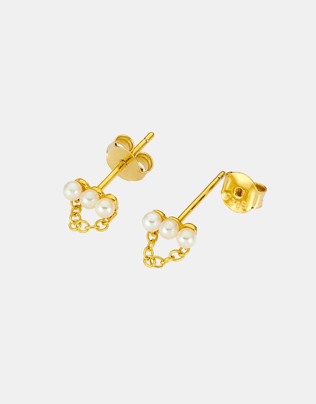 Zoe Olivia - 14K Gold Vermeil Pearl Chain Stud Earrings