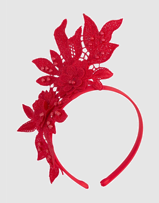 Max Alexander - Lace Crown Red Headband Fascinator