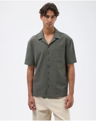 AERE - Camp Collar Cotton Textured Shirt