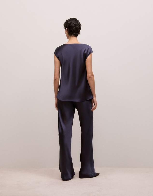 Trenery - Satin Cowl Neck Blouse in Night Sky