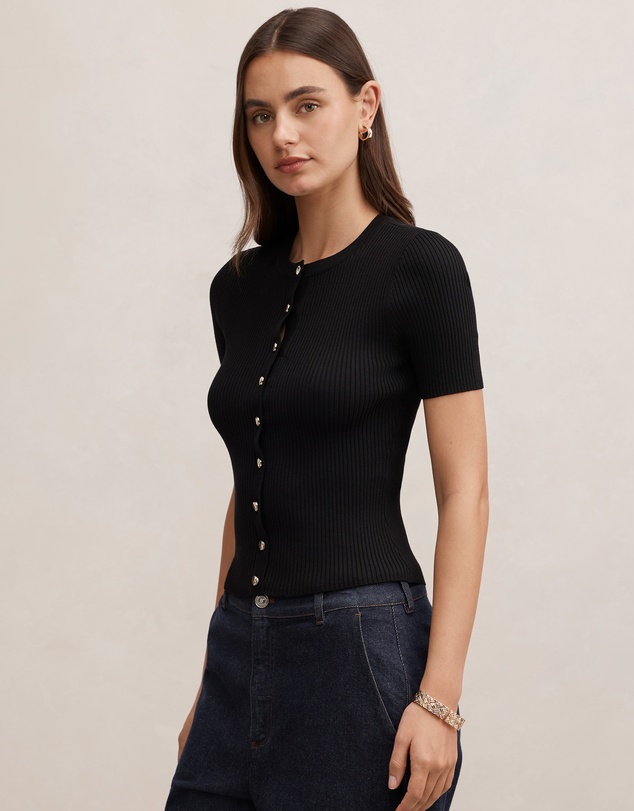 Forever New - Sophie Button Through Ribbed T-shirt