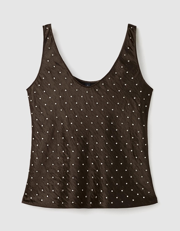 M.N.G - Satin Crinkled-Effect Top With Crystals
