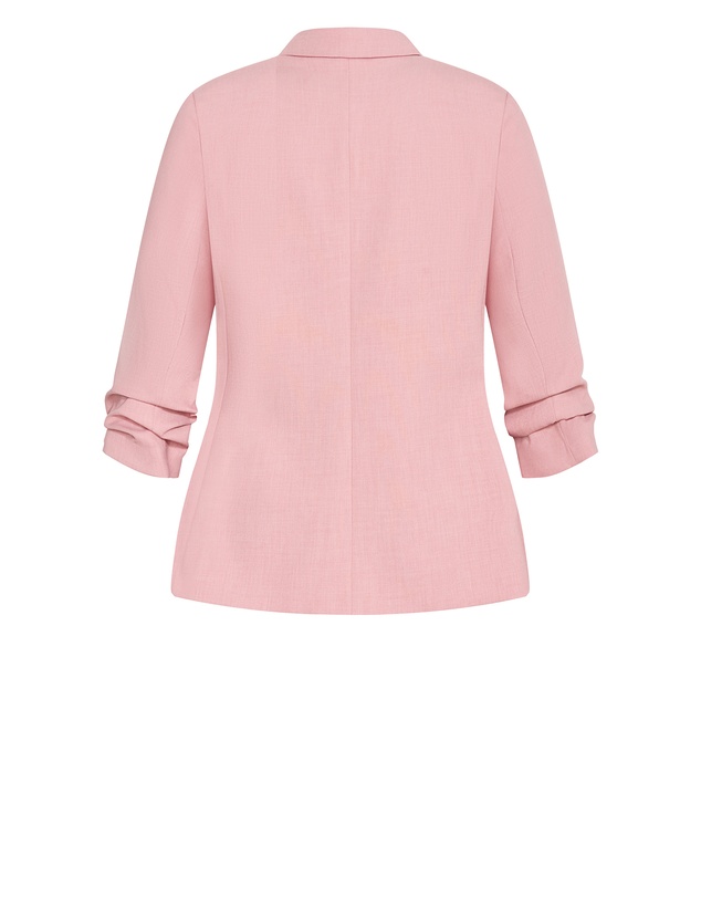 City Chic - Plus size Imogen Gather Sleeve Blazer - baby pink