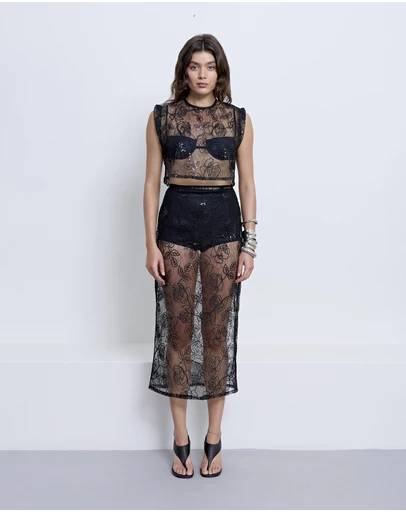 PFEIFFER - Riki Lace Skirt Black