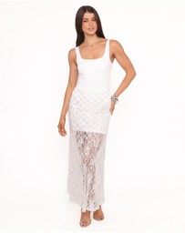 Petal & Pup - Yonder Sheer Panel Lace Maxi Skirt - White