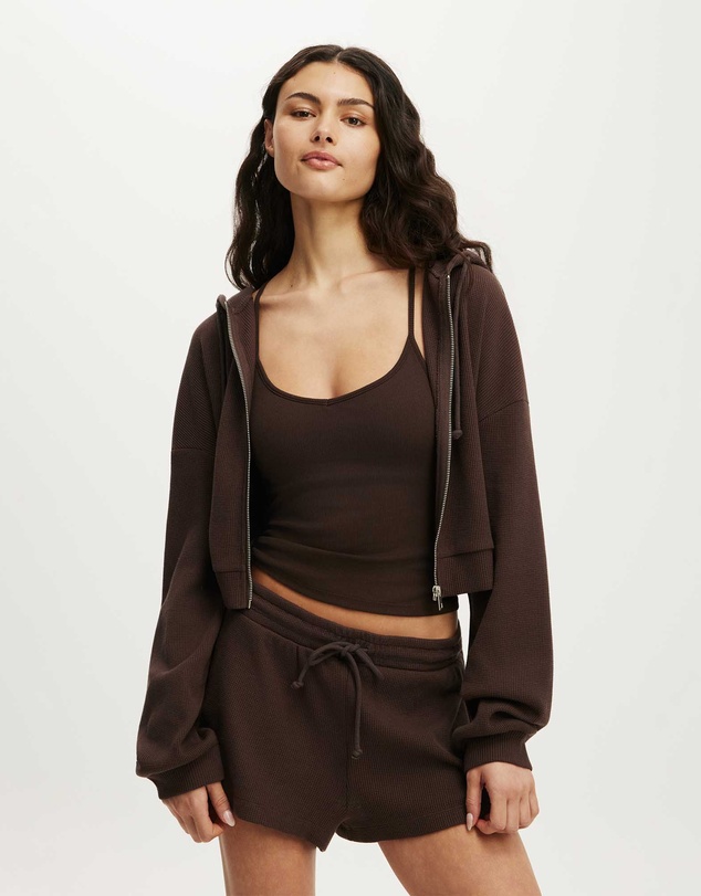Cotton On Body - Off Duty Waffle Cropped Hoodie