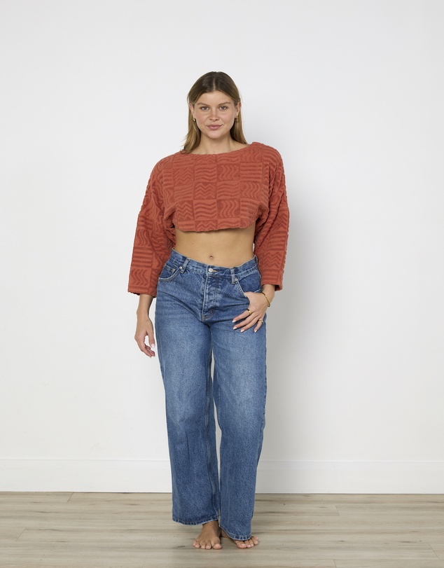Cirkular - Pre-Loved - Lucy Folk Long Sleeve Tidal Cropped Sweater