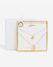 Lovisa - Waterproof Gold Plated Stainless Steel Cut Out Heart & Solid Heart Necklaces 2-Pack