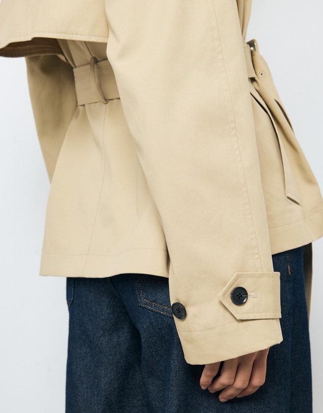 AERE - Sadie Funnel Neck Crop Trench Coat
