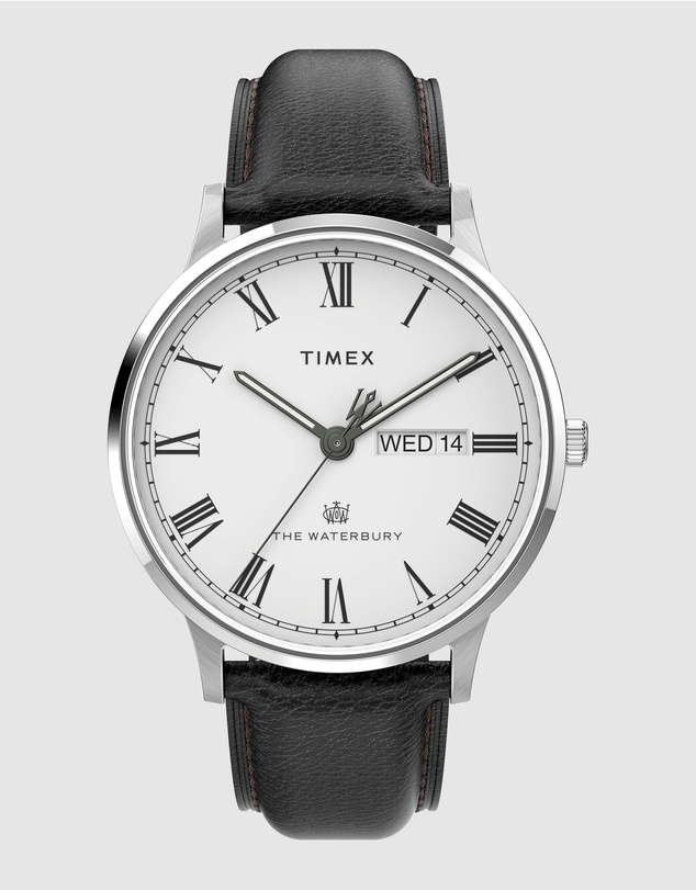 TIMEX - Timex Waterbury Classic 40mm Stainless Steel Case with Black Leather Strap