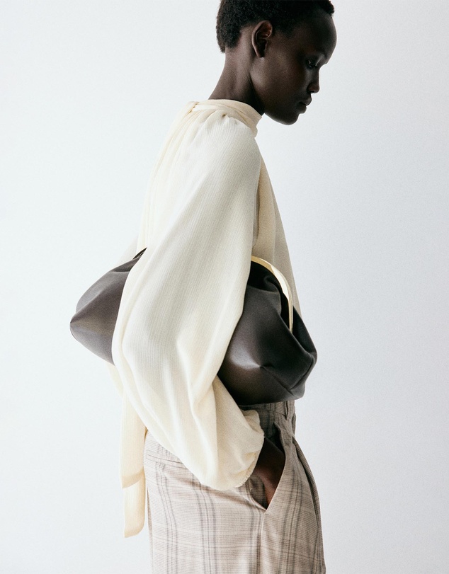 M.N.G - Gathered High-Neck Blouse