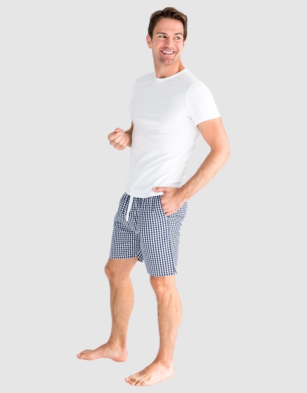 Sant And Abel - Men's Hepburn Gingham Navy Sleep Shorts