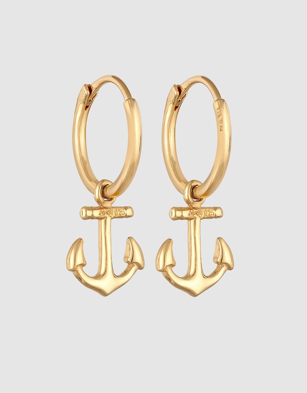 Elli Jewelry - Anchor Hoop Earrings in Gold-Plated 925 Silver