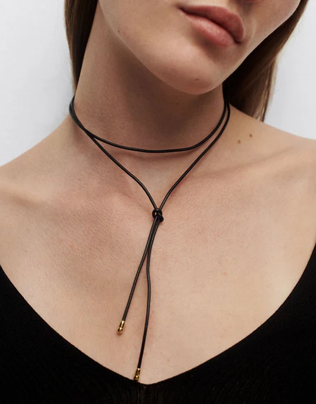 PDPAOLA - Dana Leather Bow Necklace