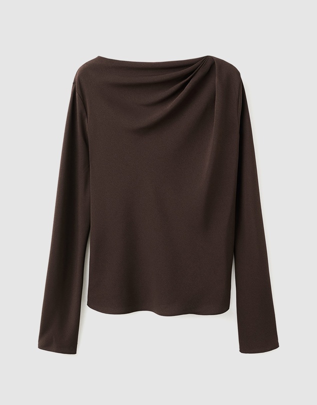 M.N.G - Draped Boat-Neck Blouse