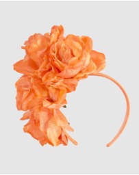 Max Alexander - Large Orange Flower Fascinator Headband