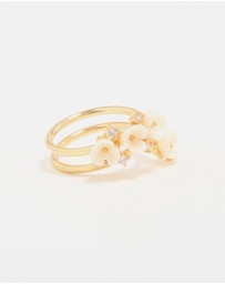 Lovisa - Gold Plated Cubic Zirconia Flower Wrap Ring
