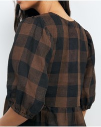 AERE - Inka Linen Gingham Top