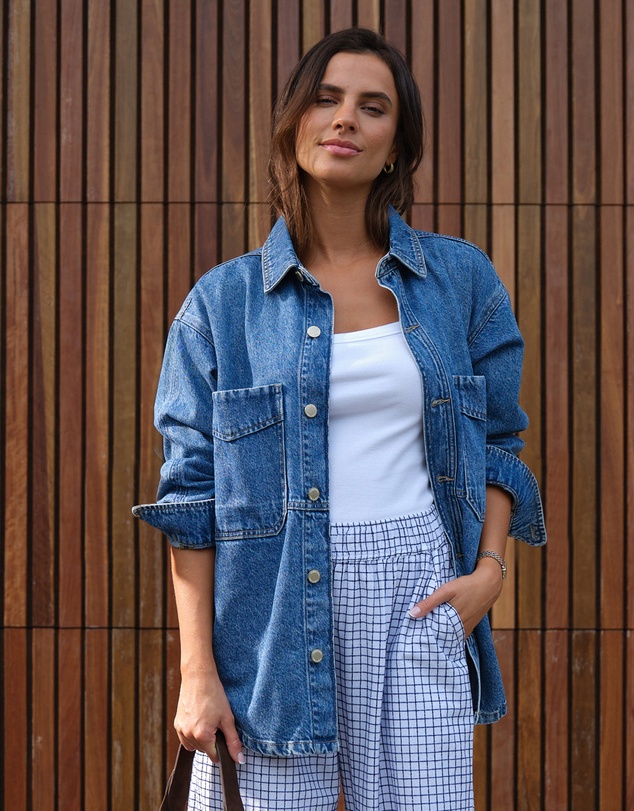 Ceres Life - Bobbi Side Pocket Denim Shacket