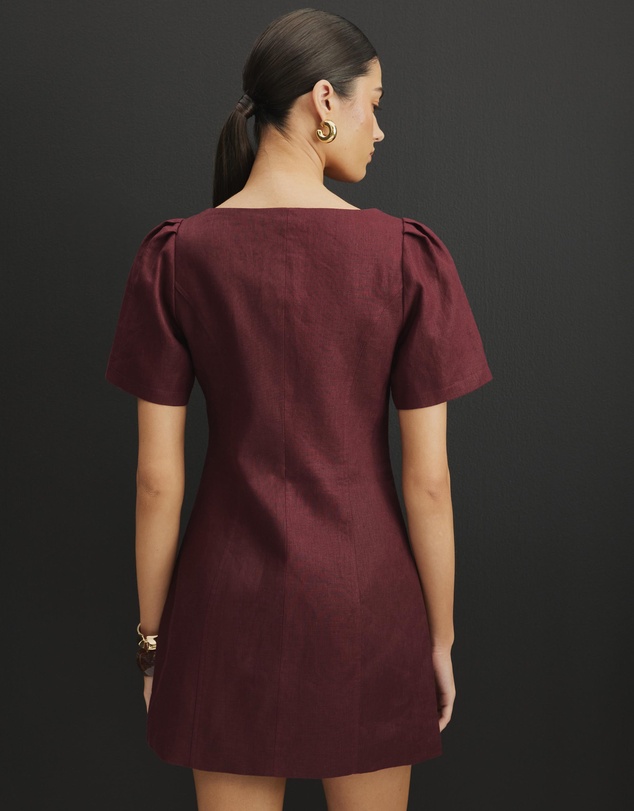 AERE - Audrey Linen Bodice Detail Mini Dress