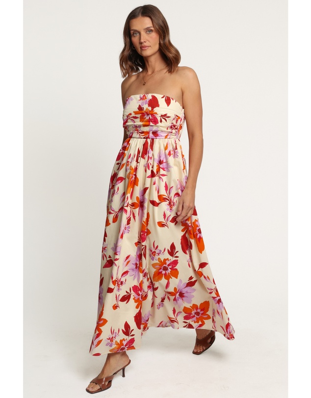 Petal & Pup - Kayt Strapless Dress - Orange Pink Floral