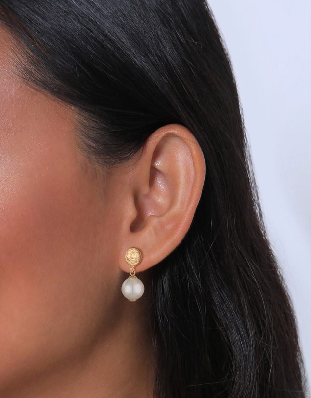 Elli Jewelry - Pearl Coin Stud Earrings in Gold-Plated 925 Silver