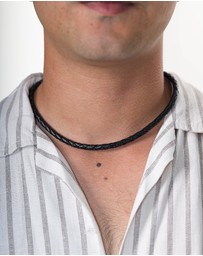 Kuzzoi - ICONIC EXCLUSIVE - Necklace Genuine Leather Braided Basic 925 Silver