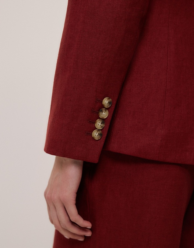 Trenery - Linen Twill Single Breasted Blazer in Russet