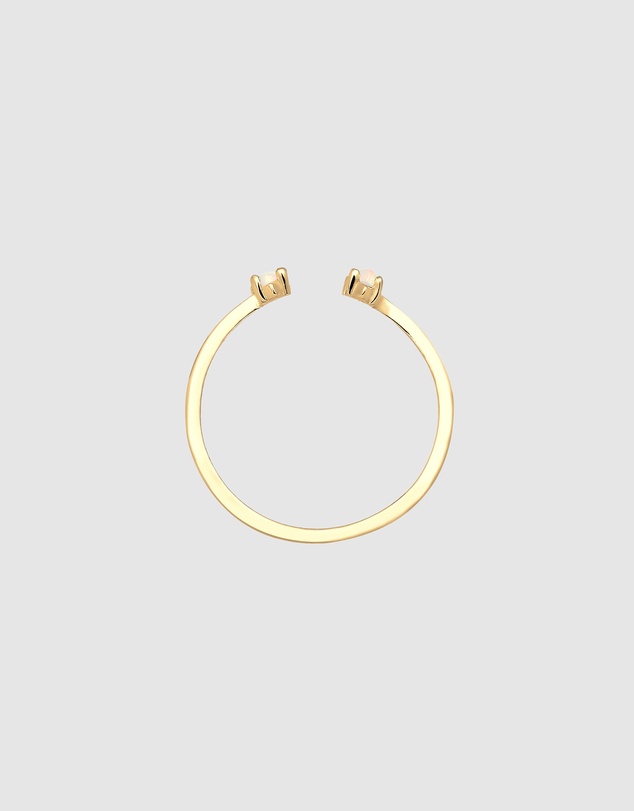 Elli Jewelry - Opal Oval Band Ring in Gold-Plated 925 Silver