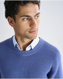 3 Wise Men - 3 Wise Men Drake Crew Neck Wool Blend Knit - Vintage Blue