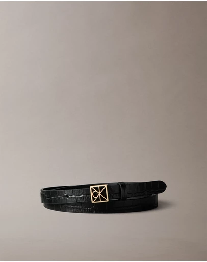 Calvin Klein - Leather Croc Emblem Buckle Belt