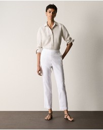 Trenery - Stretch Linen Blend Pull On Pant in White