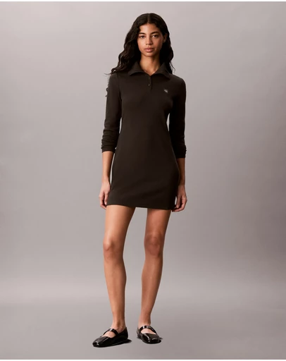 Calvin Klein Jeans - Woven Label Turtleneck Henley Dress