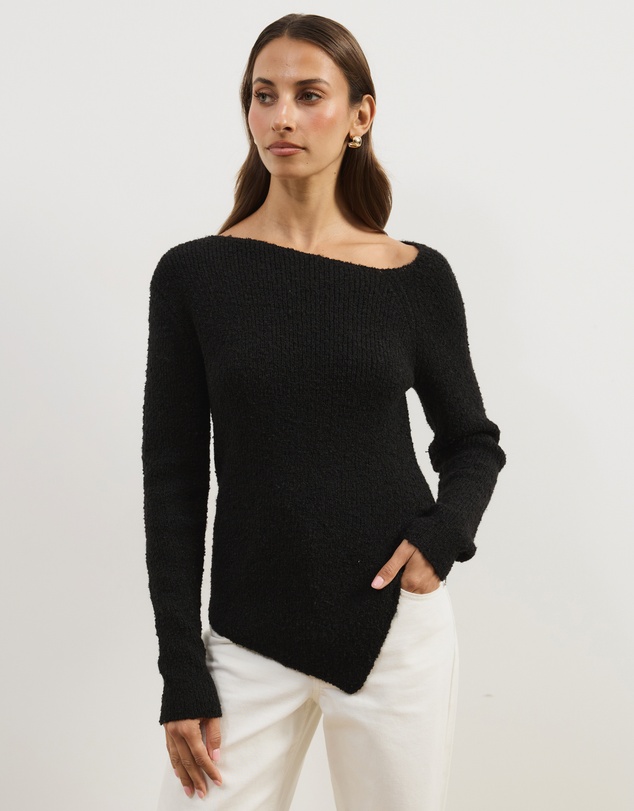 Atmos&Here - Toni Long Sleeve Knit With Asymmetric Neckline And Hem