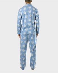 Mitch Dowd - Mens Cuppa Joe Flannel Pyjama Set - Blue