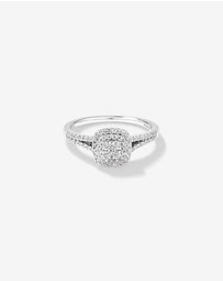 Michael Hill - 0.30 Carat TW Cushion Cluster Halo Diamond Ring in 10kt White Gold