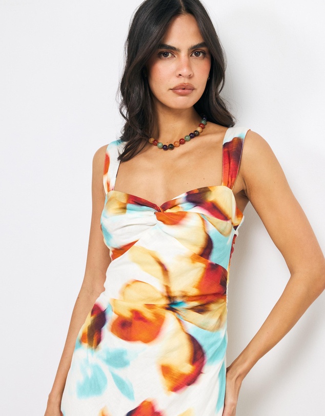 AERE - Emia Twist Front Linen Midi Dress