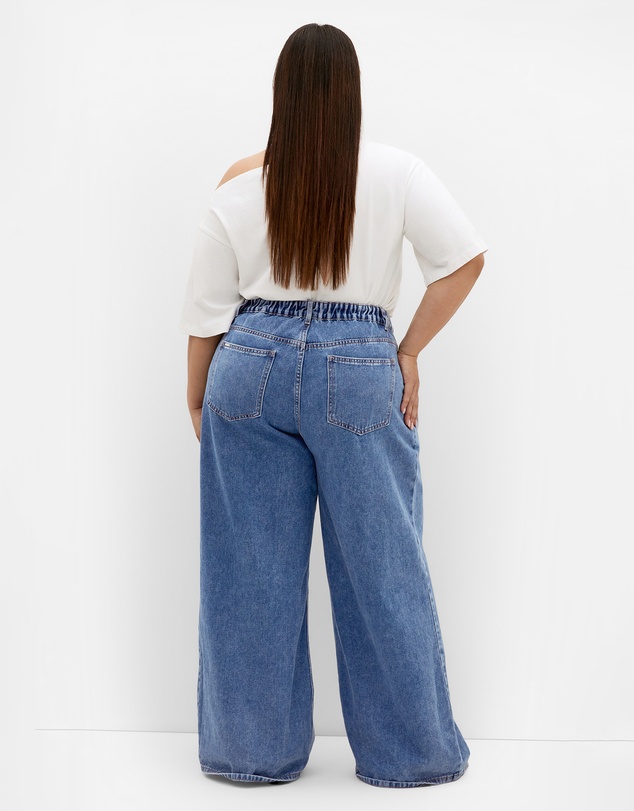 City Chic - Plus size Harley Fit Jessie Wide Leg Regular Jean - mid wash