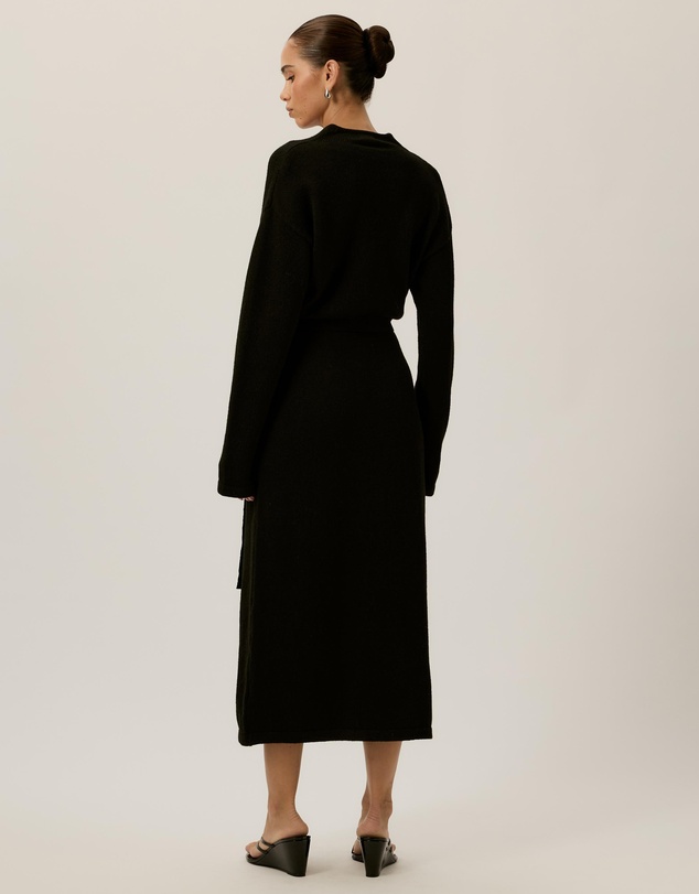 Tussah - Ella Knitted Wrap Front Long Sleeve Midi Dress