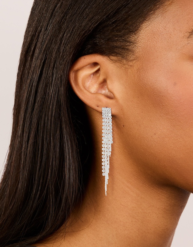 Lovisa - Silver Diamante Waterfall Drop Earrings