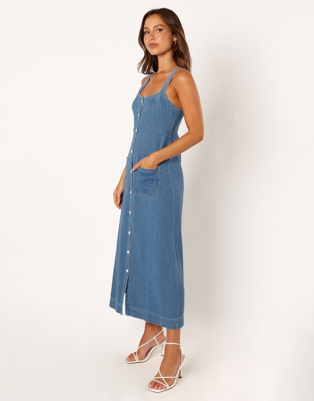 Petal & Pup - Bettie Midi Dress - Mid Blue Denim