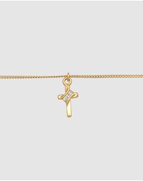 Elli Jewelry - Necklace Choker Cross Pendant Classic with Crystal in 925 Sterling Silver Gold Plated