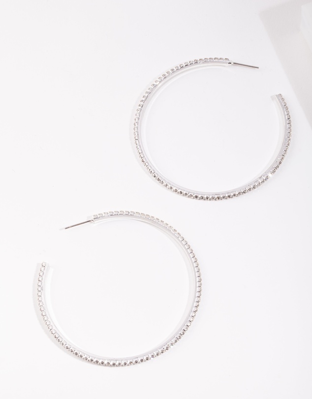 Lovisa - Silver Oversized Diamante Hoop Earrings