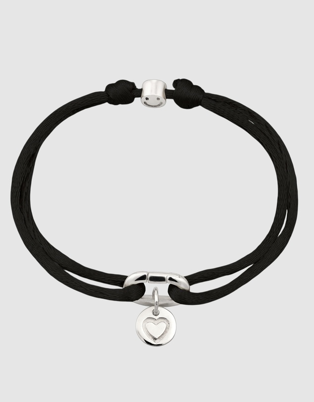 Elli Jewelry - Heart Charm Black Satin Bracelet